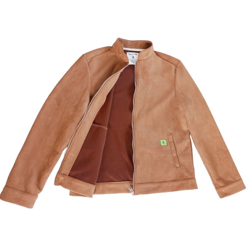 Humants Men's Medium Full Zip Suede Boomer Brown‎ Biker/motorcycle Jacket